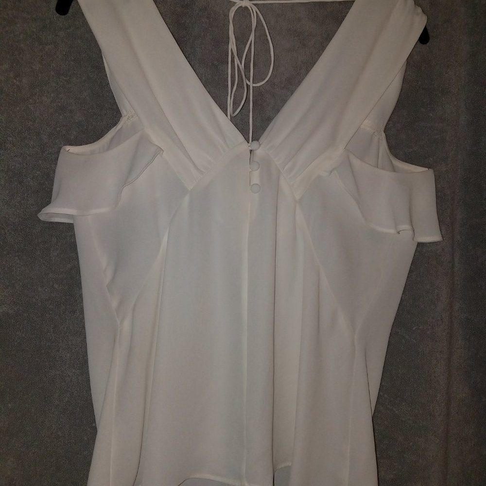 Express White Ruffle Tank Top - Picture 3 of 8